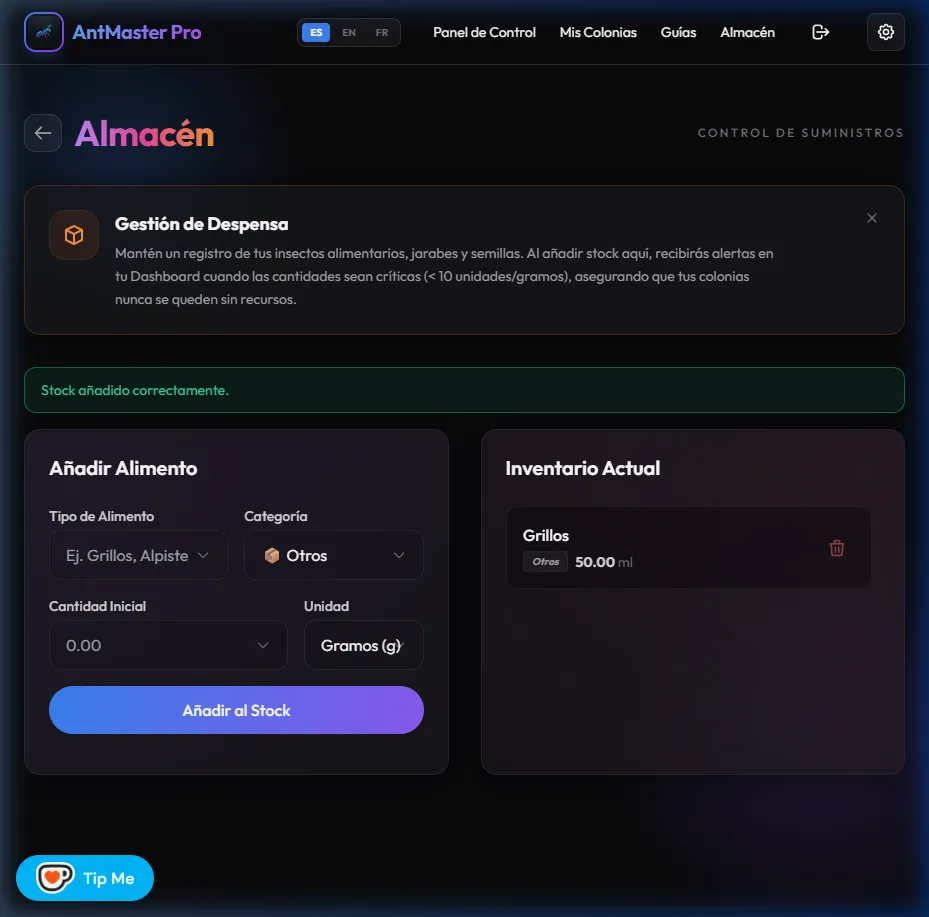 Inventario de Alimento